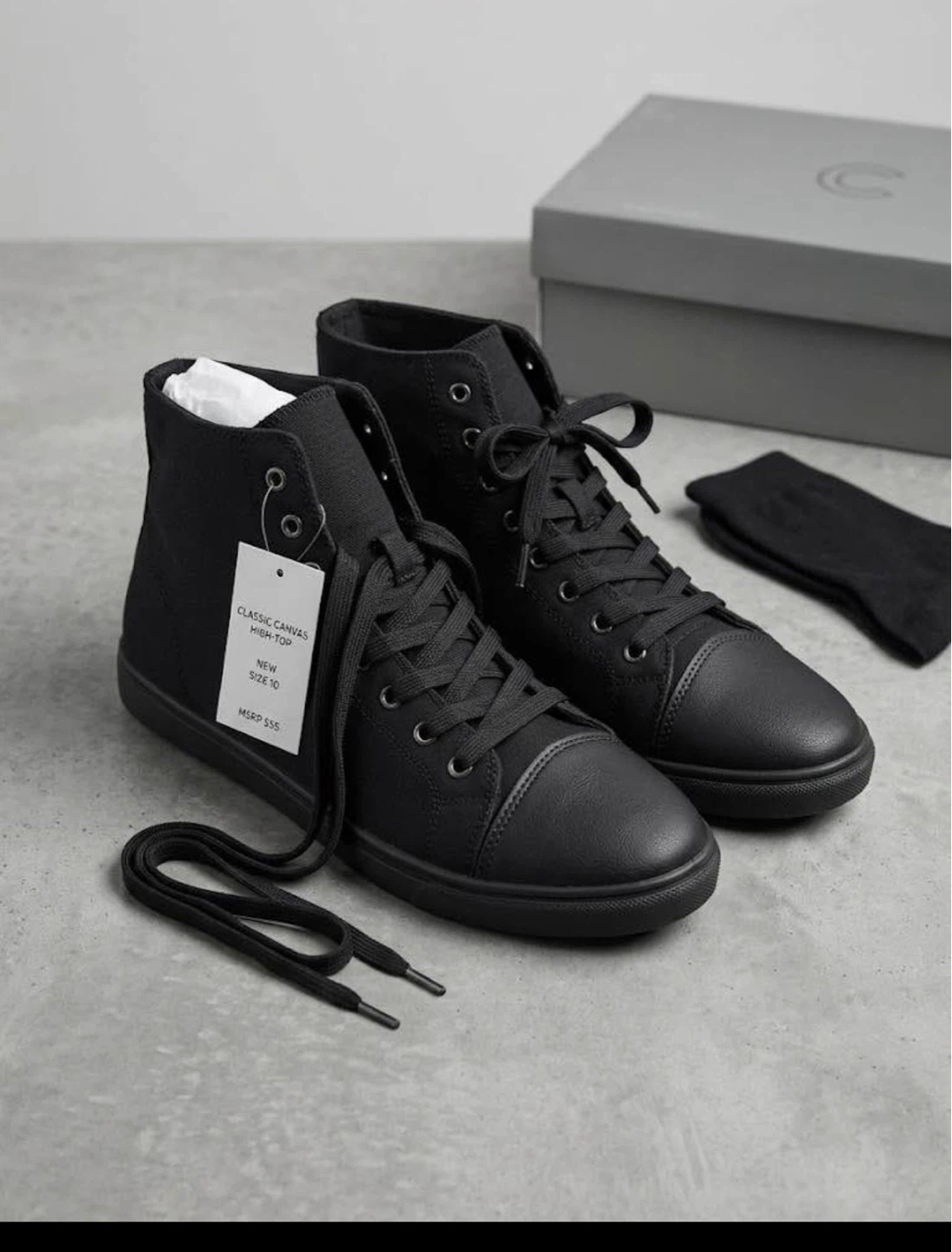 🖤 Classic Black High-Top Sneakers – Stylish & Versatile!