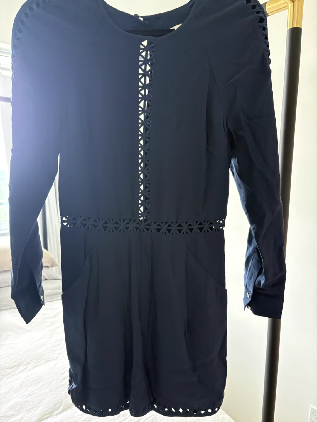 Jonathan Simkhai Navy Romper Dress with Cutouts