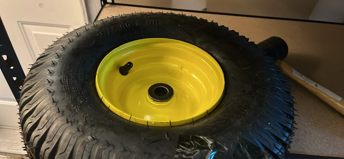 Lawn Mower Tire with Yellow Rim