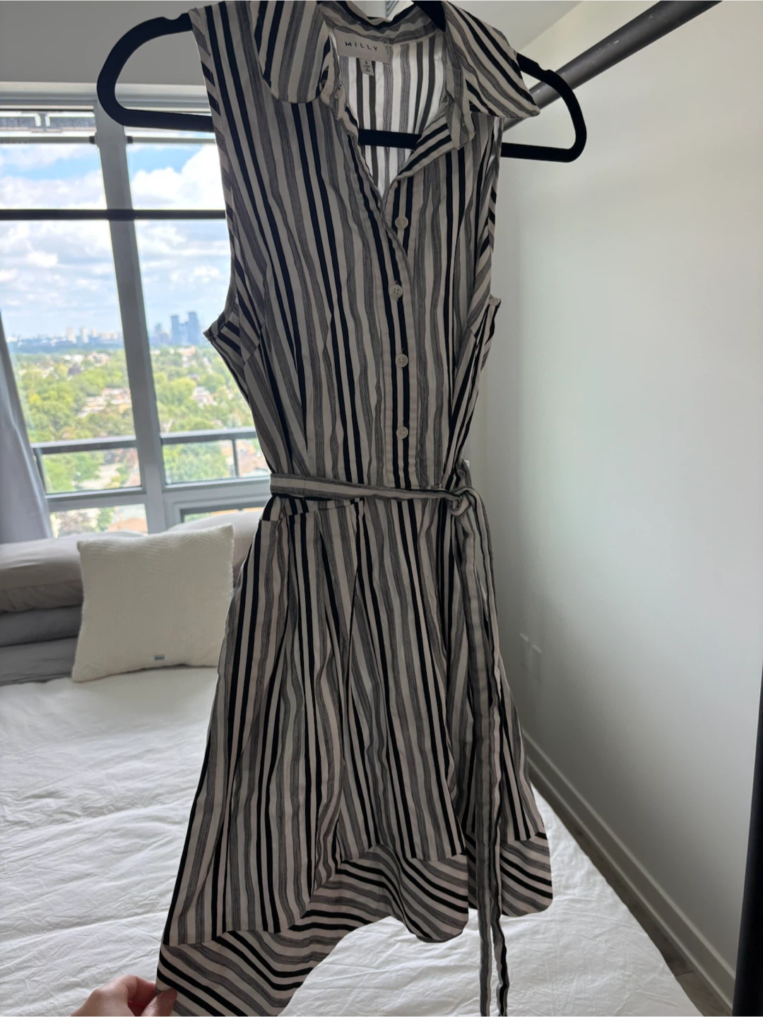 Milly Striped Sleeveless Shirtdress