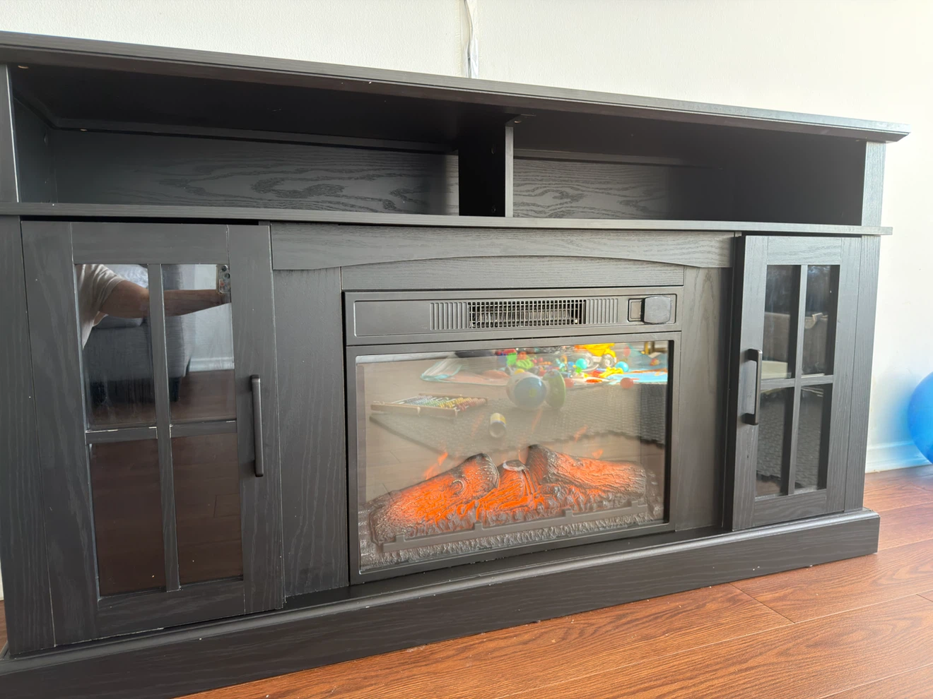 Black Entertainment Unit with Electric Fireplace - photo 2