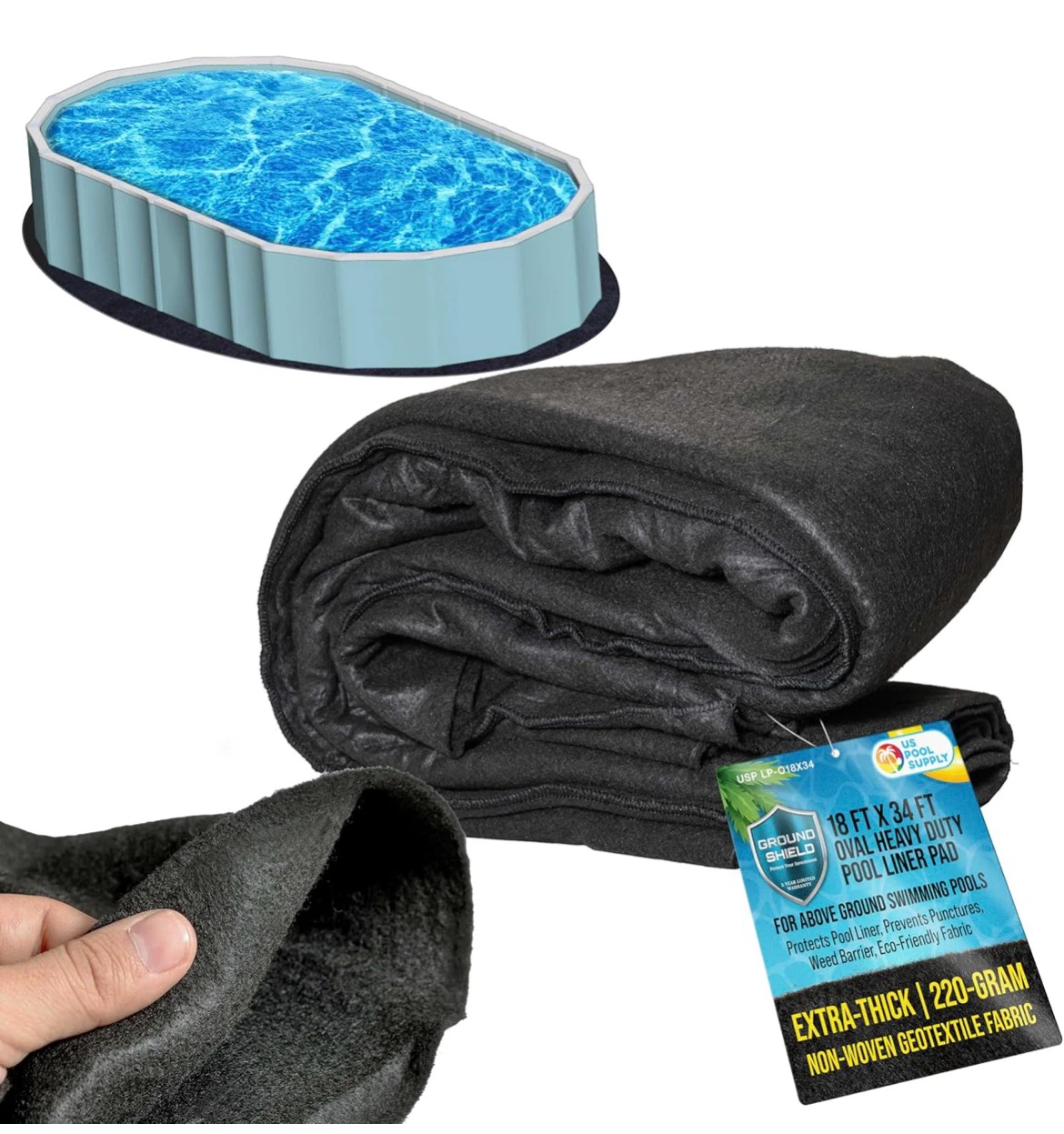 Ground Shield 18 ft x 34 ft Oval Heavy Duty Pool Liner Pad