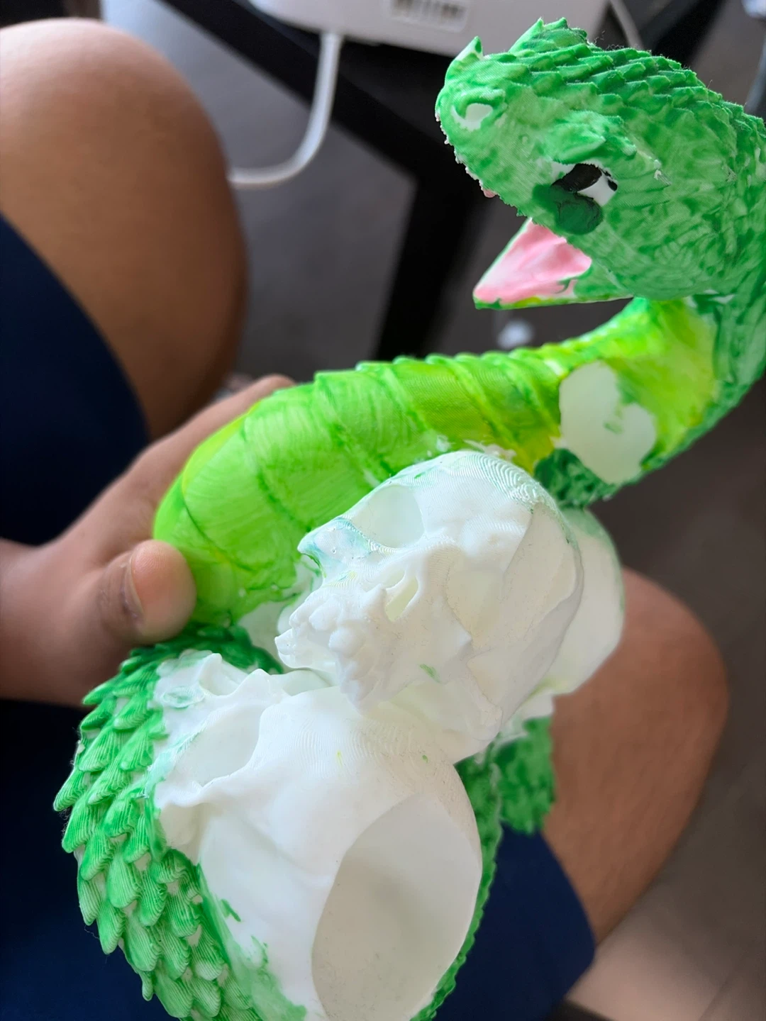 3D Printed Green Dragon with Skulls PS5 Controllee holder