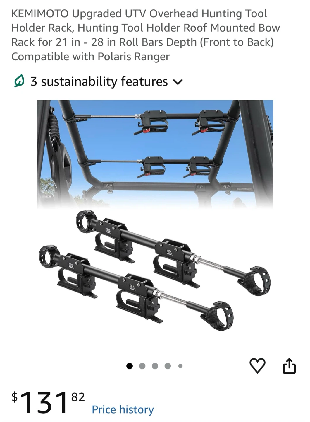 KEMIMOTO UTV Overhead Hunting Tool Holder Rack