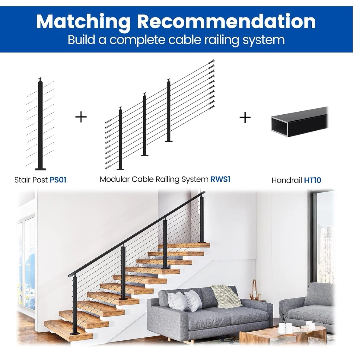 Muzata Adjustable Stair Post PS01 Black - photo 4
