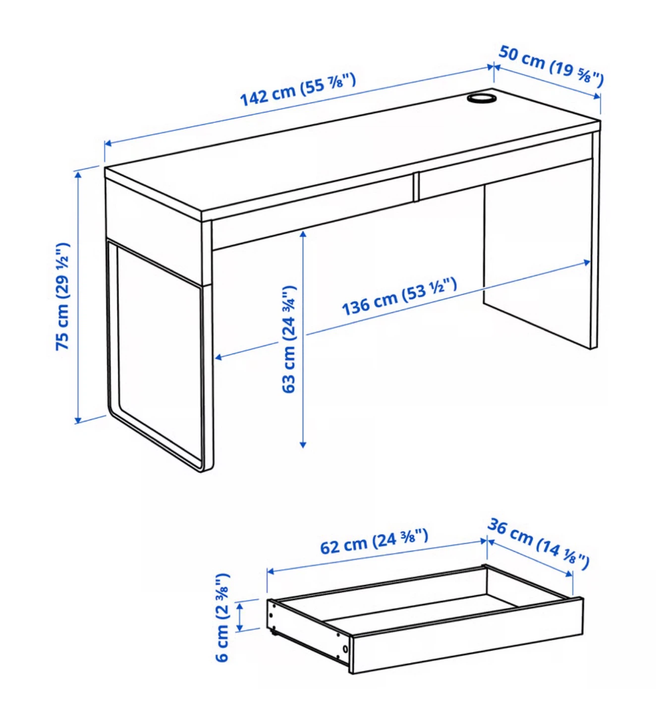 IKEA White Desk with 2 Drawers - photo 3