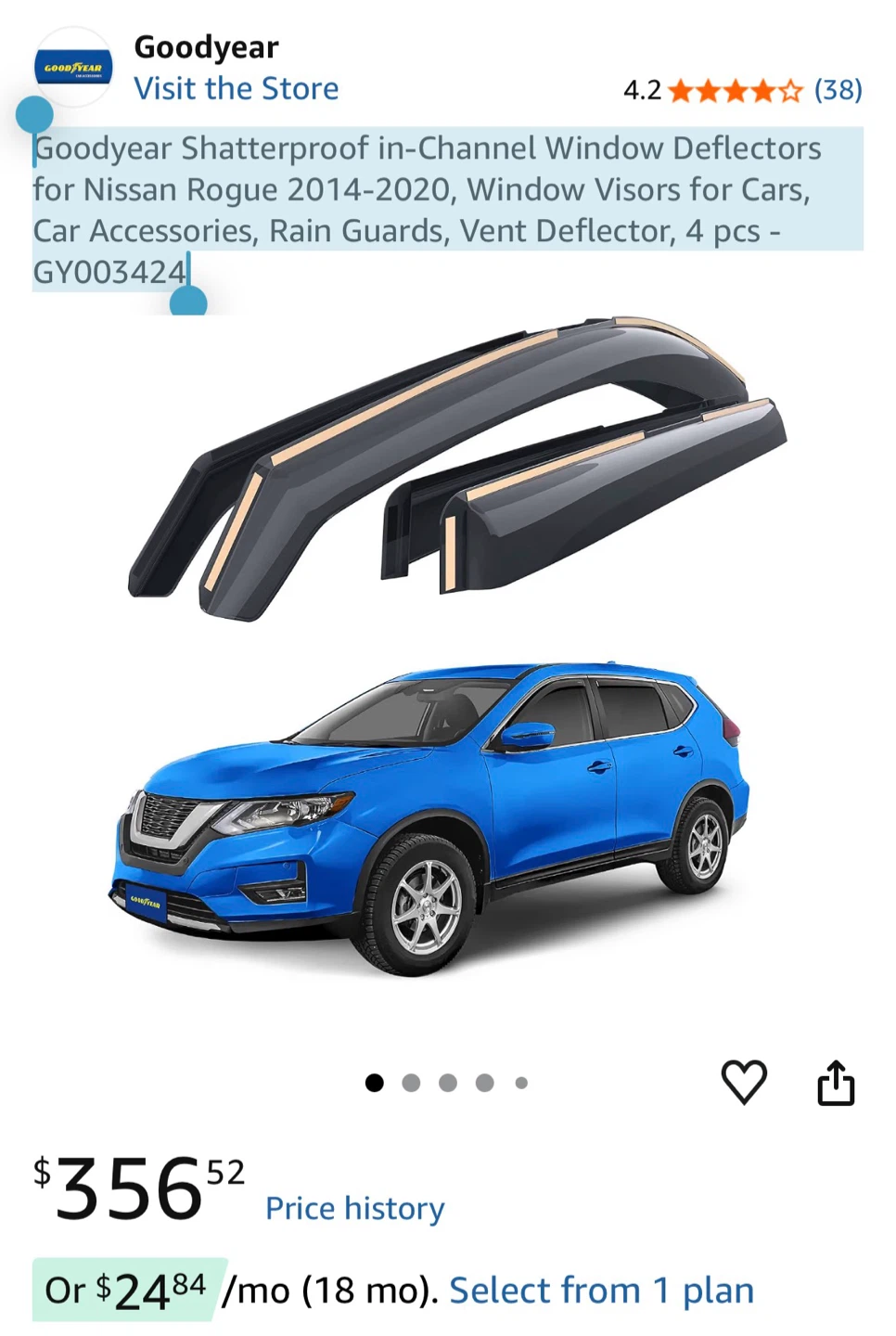 Goodyear Shatterproof Window DeflectorsNissan Rogue 2014-2020 - photo 5