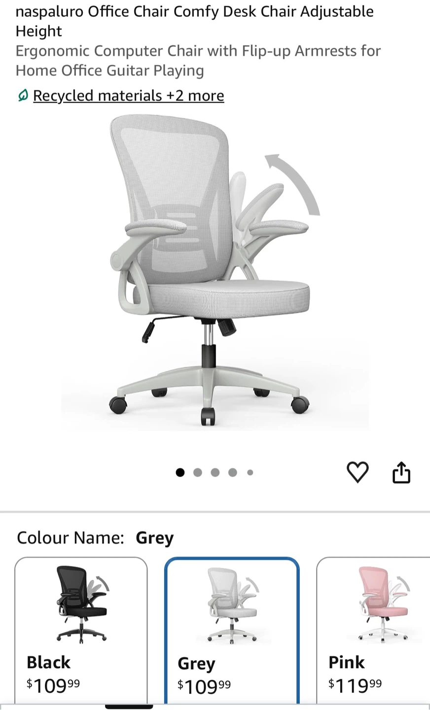 Grey Mesh Office Chair with Adjustable Height - photo 5