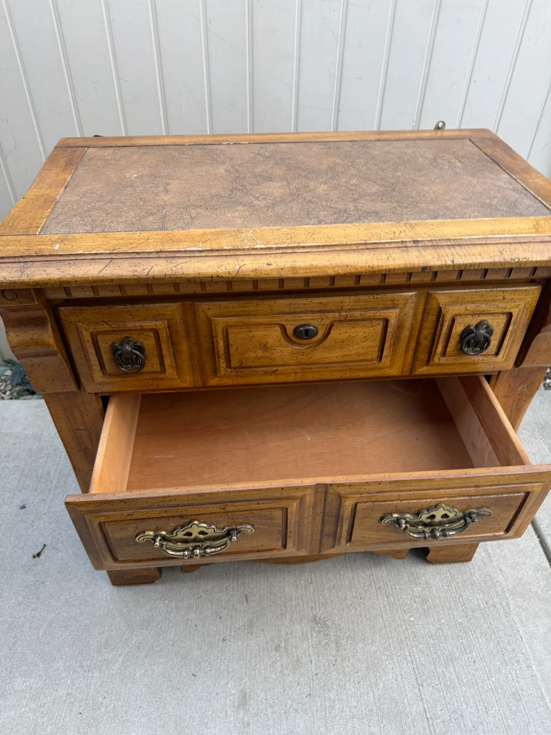 Vintage Wooden Nightstand with Drawers - photo 2