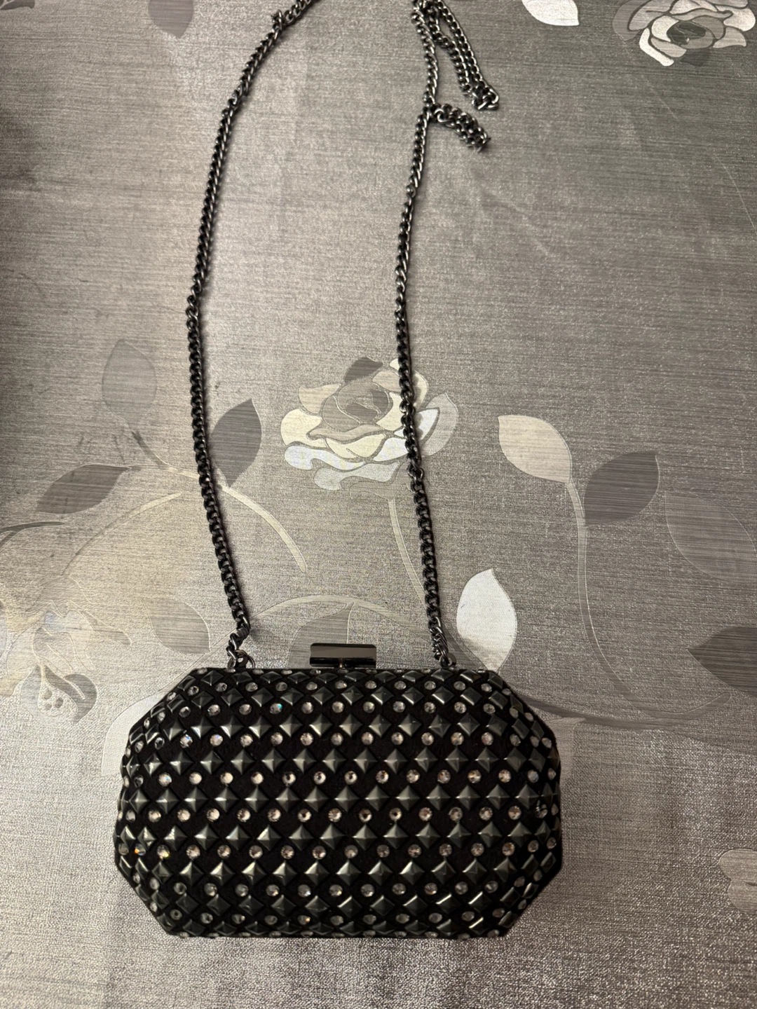 H&M Black Embellished Clutch with Chain
