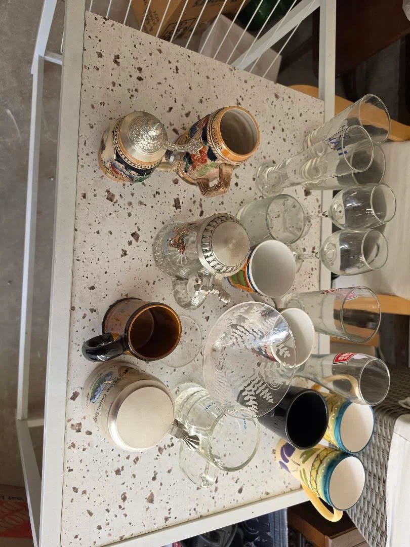 Set of Ceramic Mugs and Glassware