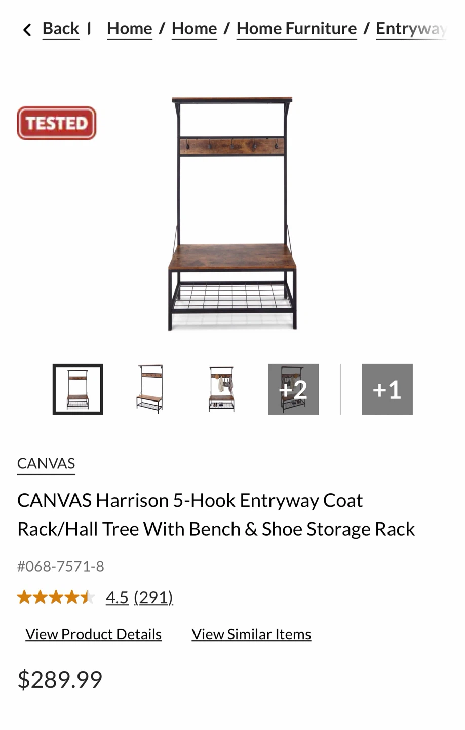 5-Hook Entryway Coat Rack With Bench & Shoe Storage - photo 2