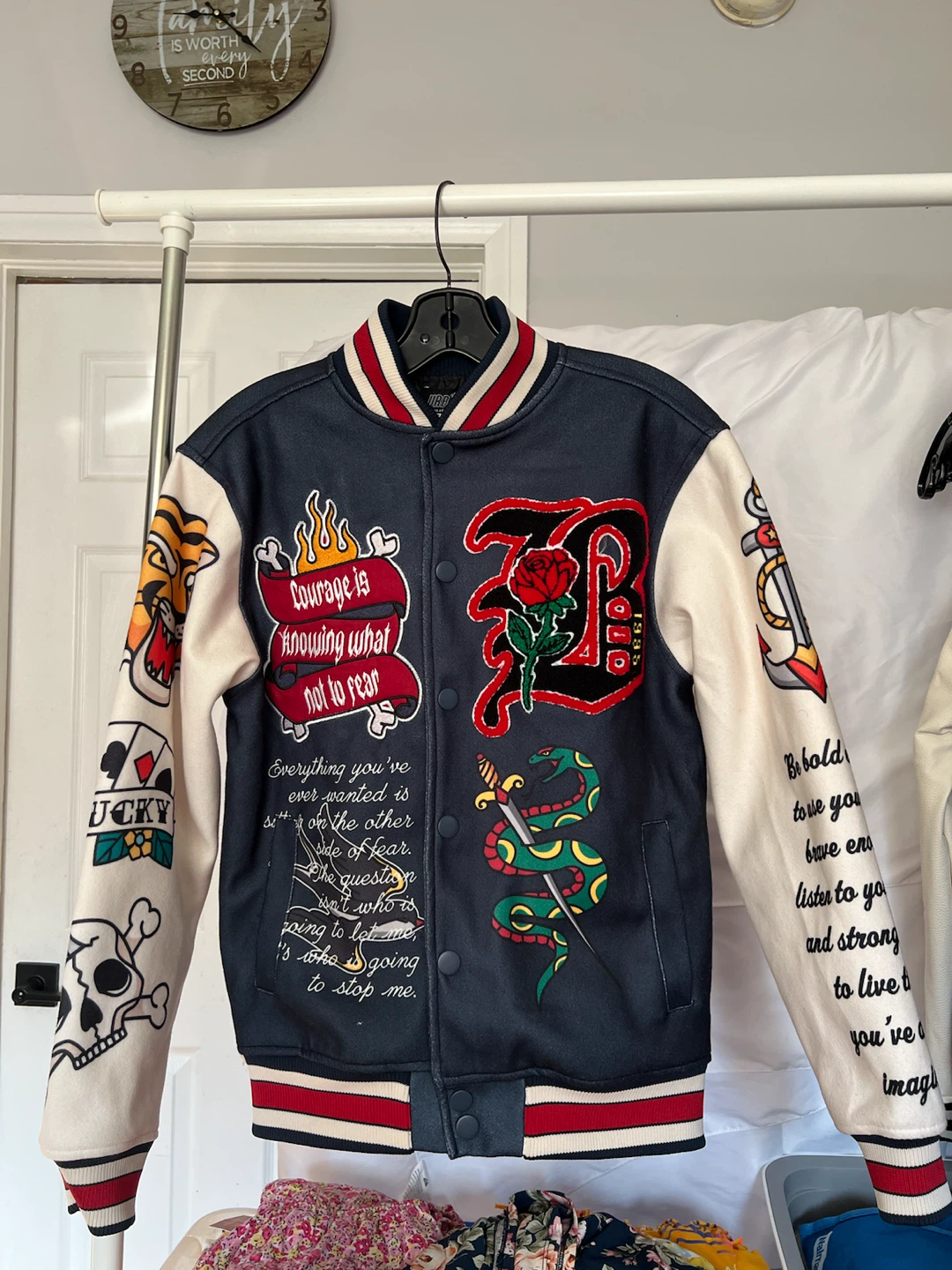Varsity Jacket with Graphic Prints- New