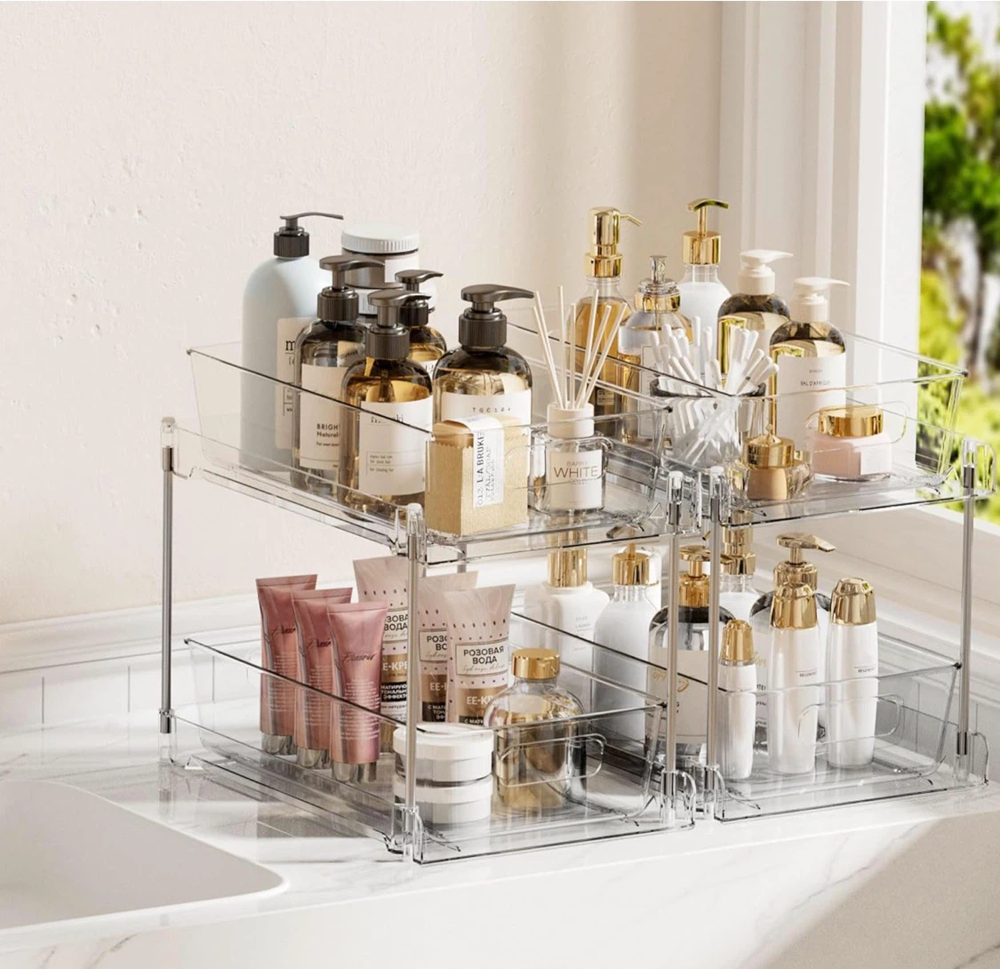 2 Pack Clear Bathroom Organizer with Pull-Out Drawers - photo 4