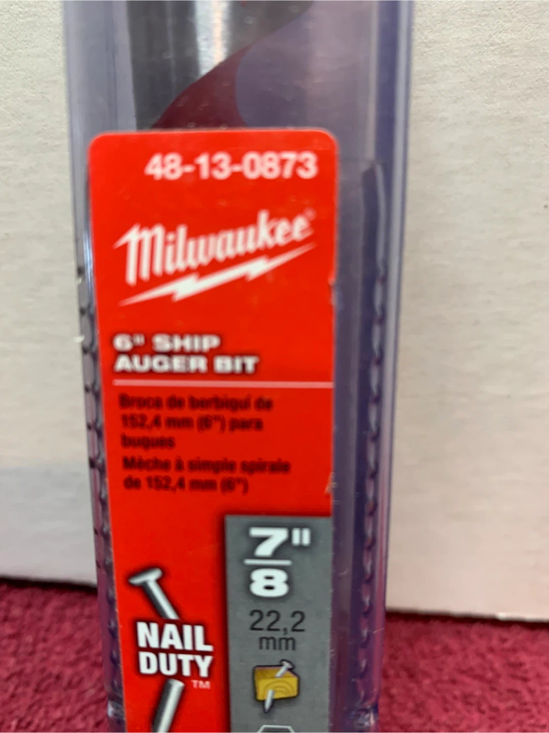 MILWAUKEE 7/8 x 6 SHIP AUGER BIT - photo 2
