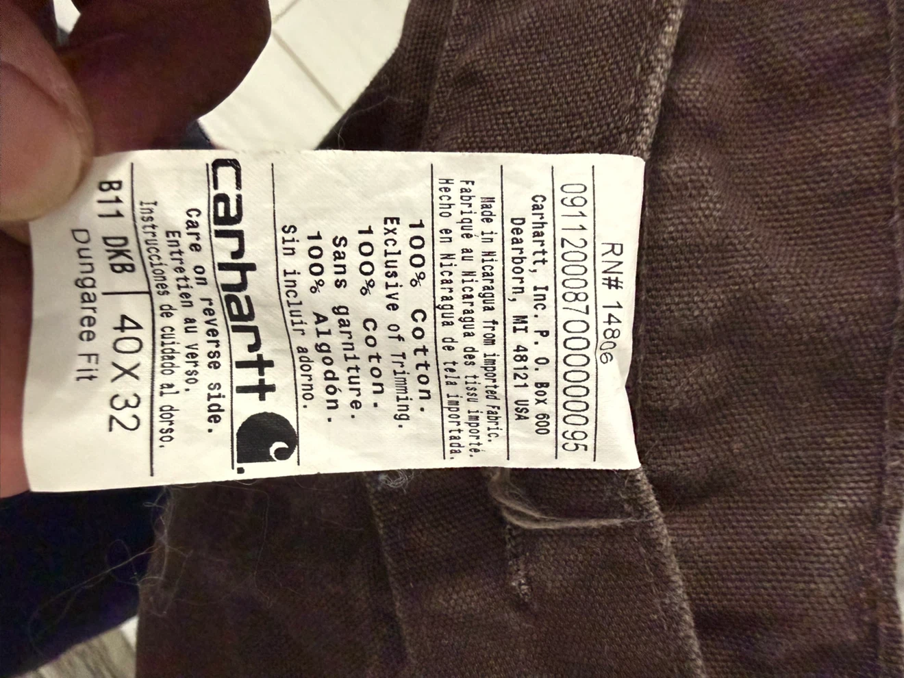 Carhartt Dungaree Fit Work Pants 40X32 Brown - photo 3