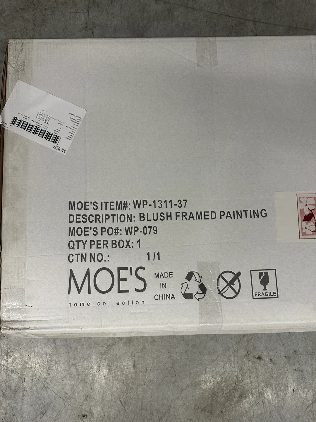 MOE'S Home Collection Blush Framed Painting - photo 4