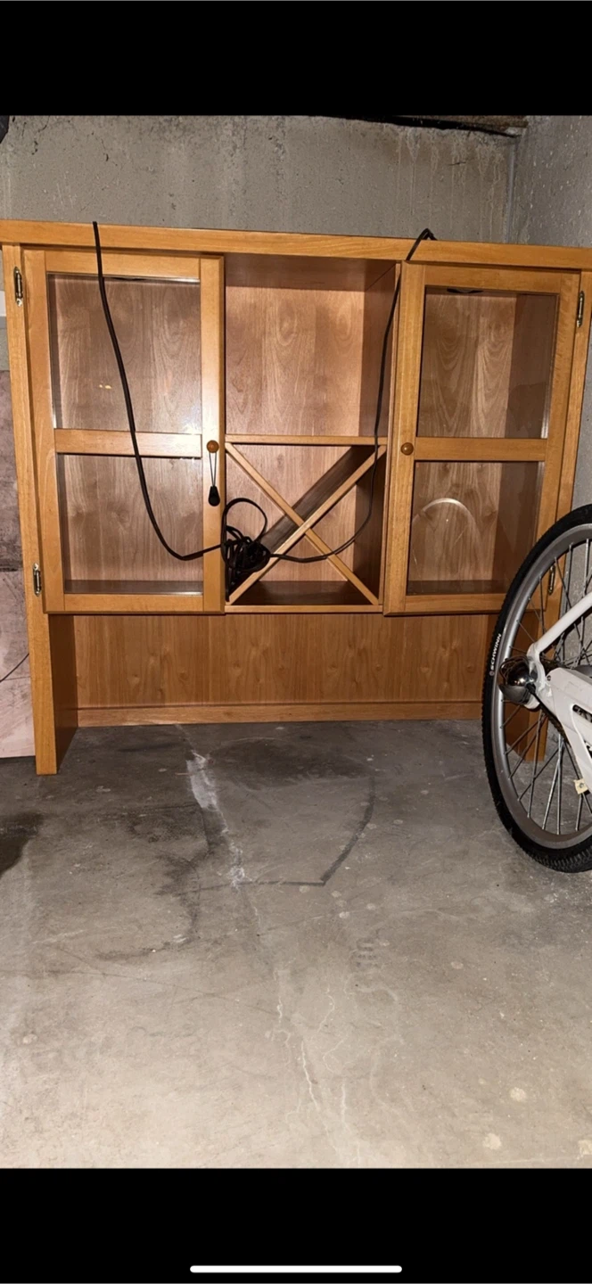 Wooden Display Cabinet with Glass Doors