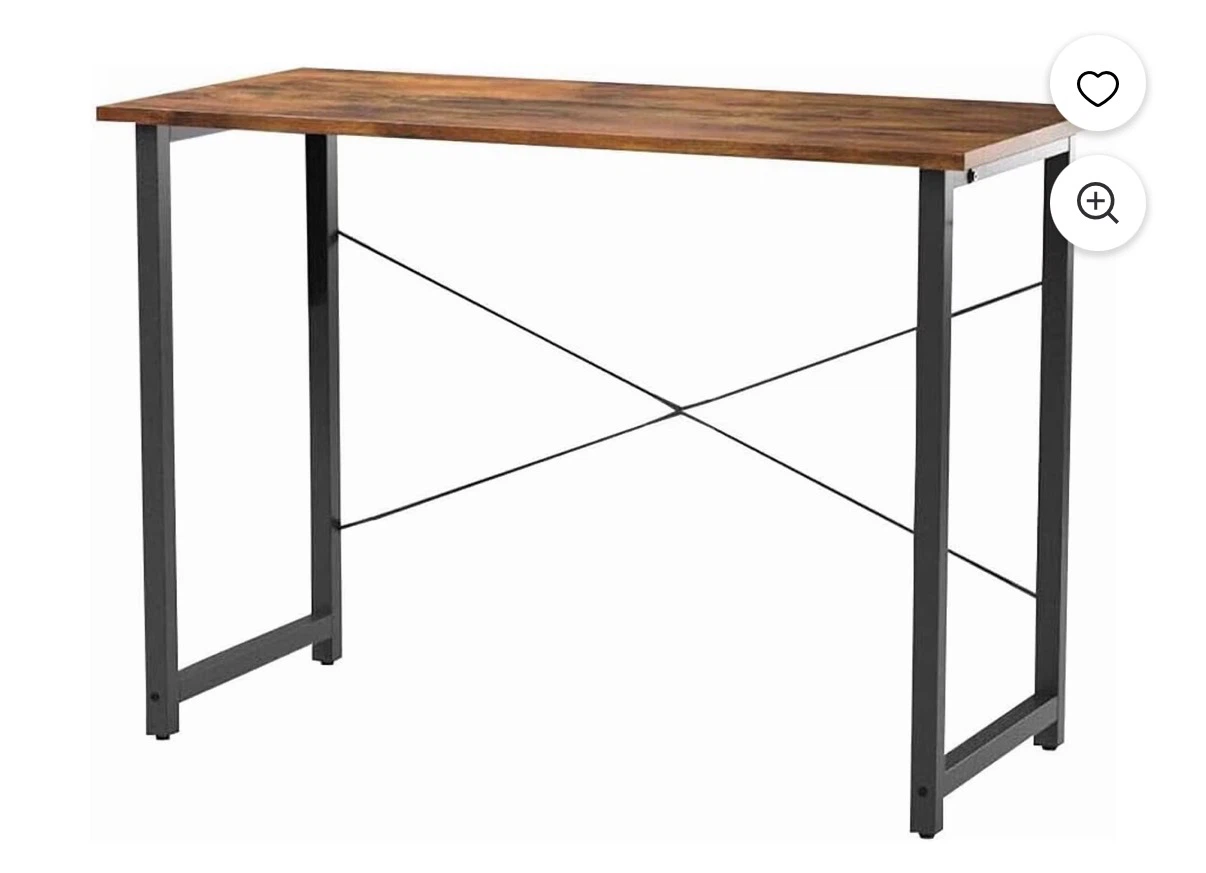 Rustic Wood Grain Desk with Black Metal Frame - photo 2