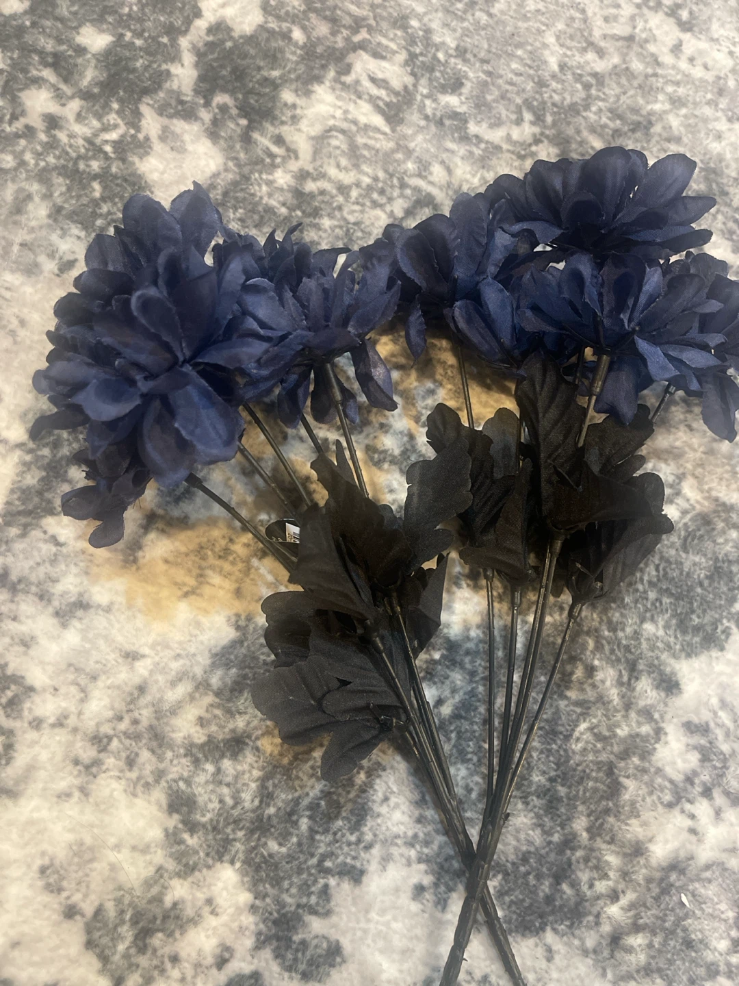 Artificial Flowers Bouquet - Navy Blue and Black