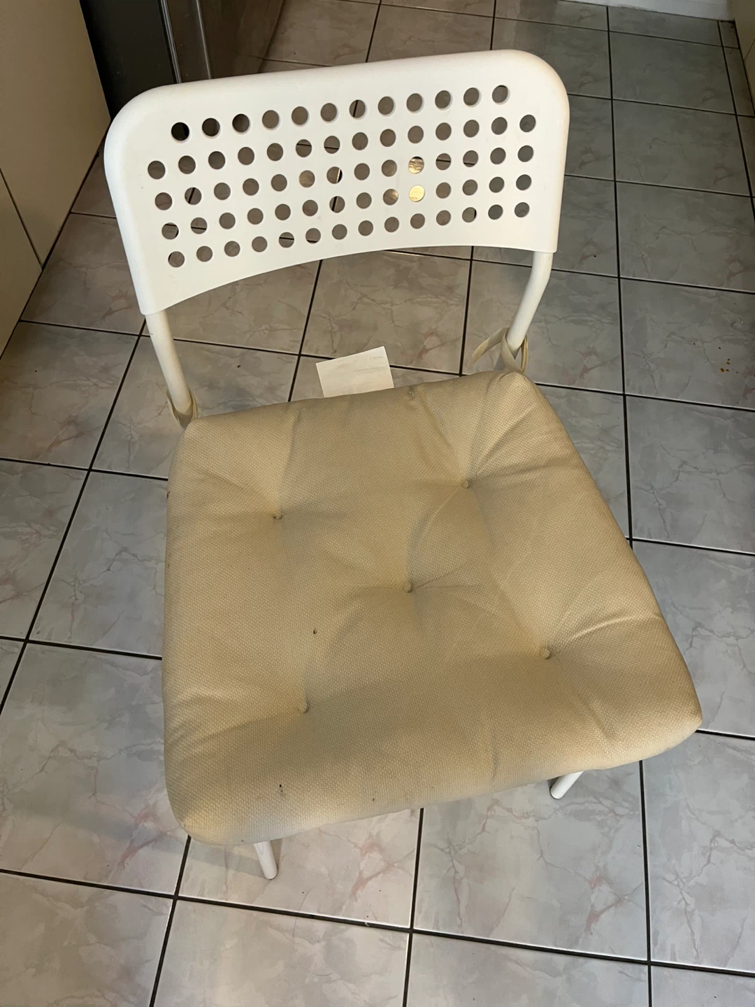 IKEA White Chair with Beige Cushion - photo 2