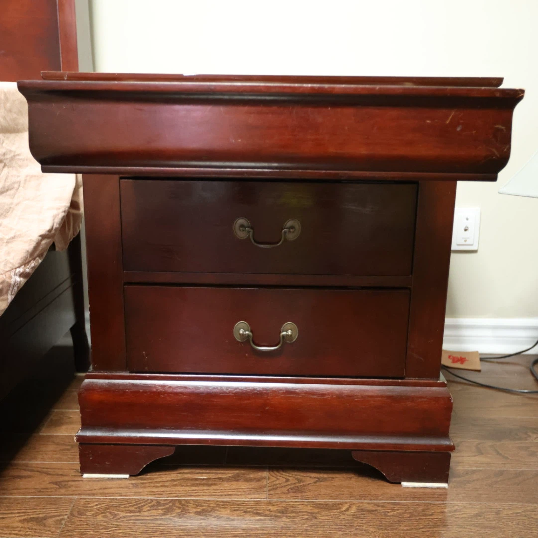 Wooden Nightstand with Two Drawers