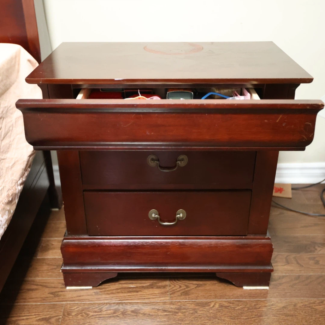Wooden Nightstand with Two Drawers - photo 2