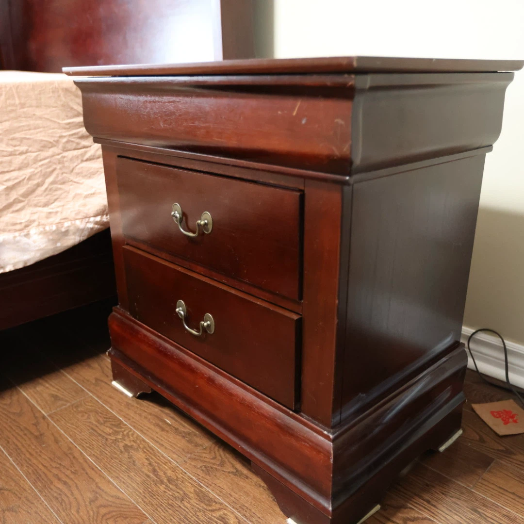 Wooden Nightstand with Two Drawers - photo 3