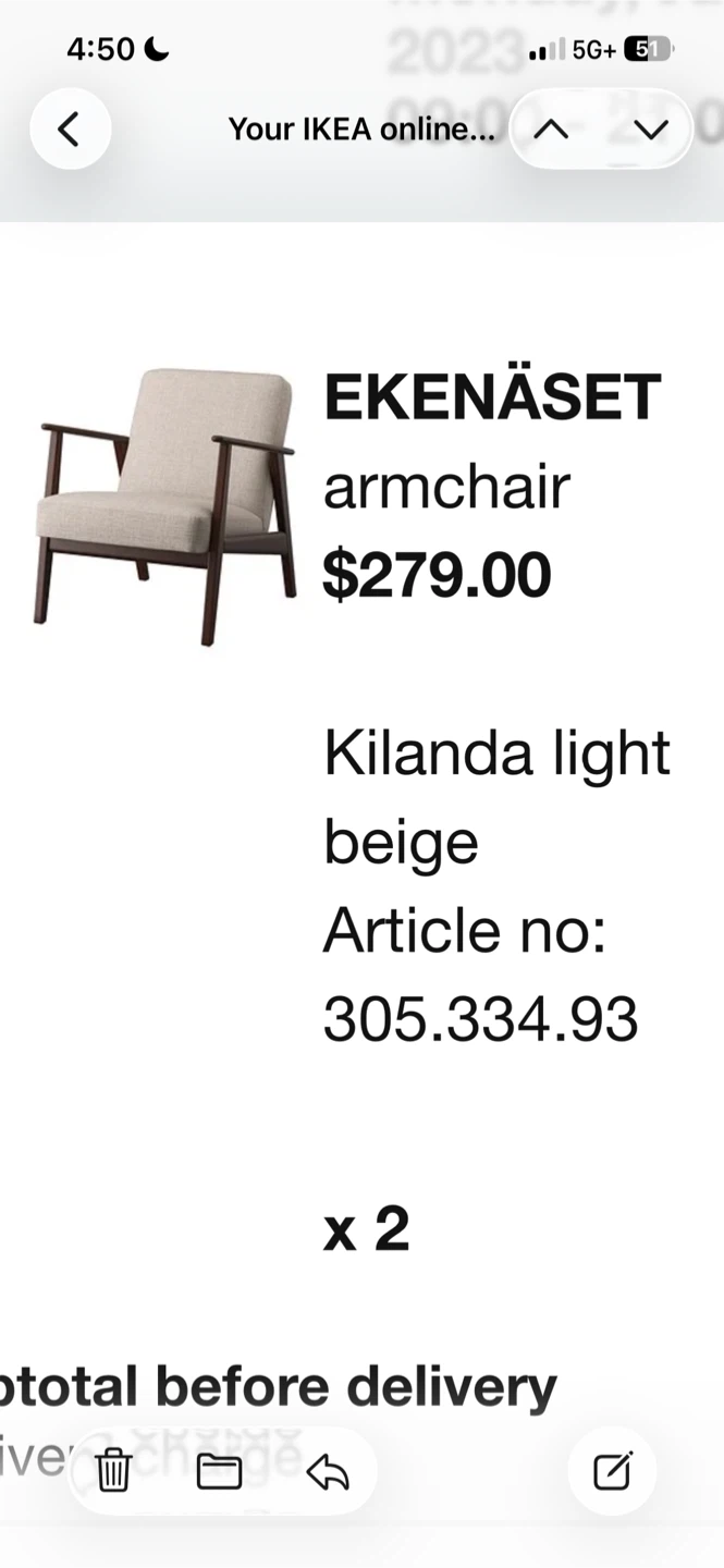 TWO IKEA EKENÄSET armchair in Kilanda light beige - photo 2
