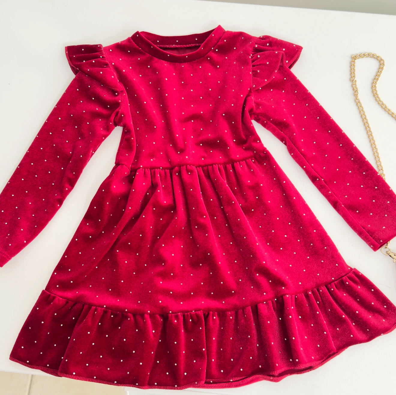 Kids Red Velvet Dress with Matching Purse - photo 2