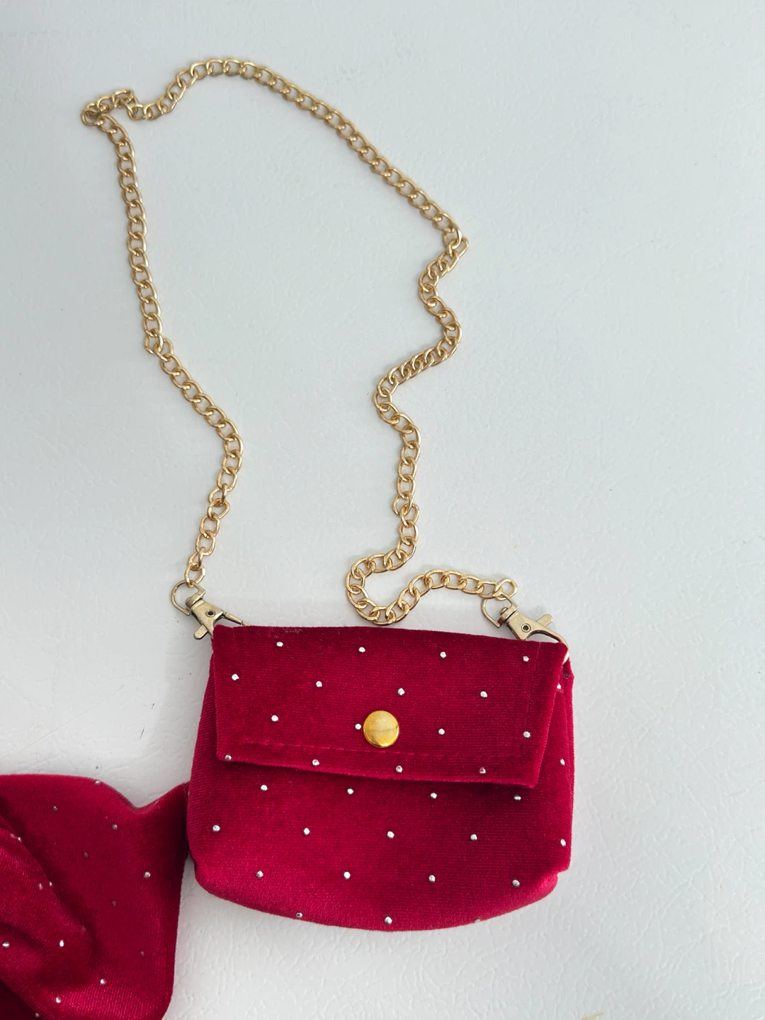 Kids Red Velvet Dress with Matching Purse - photo 3
