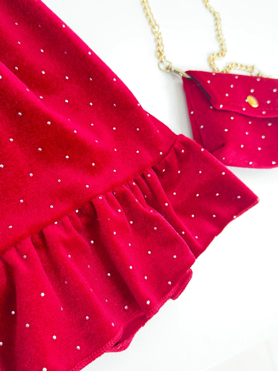 Kids Red Velvet Dress with Matching Purse - photo 4