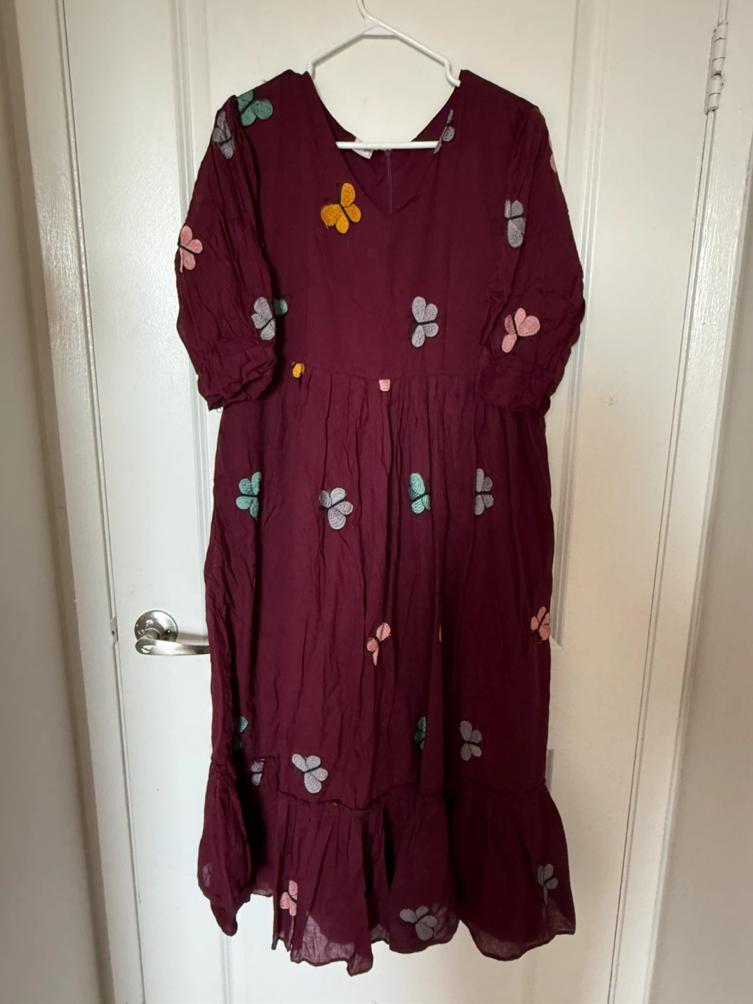 Maroon Butterfly Print Midi Dress - photo 2