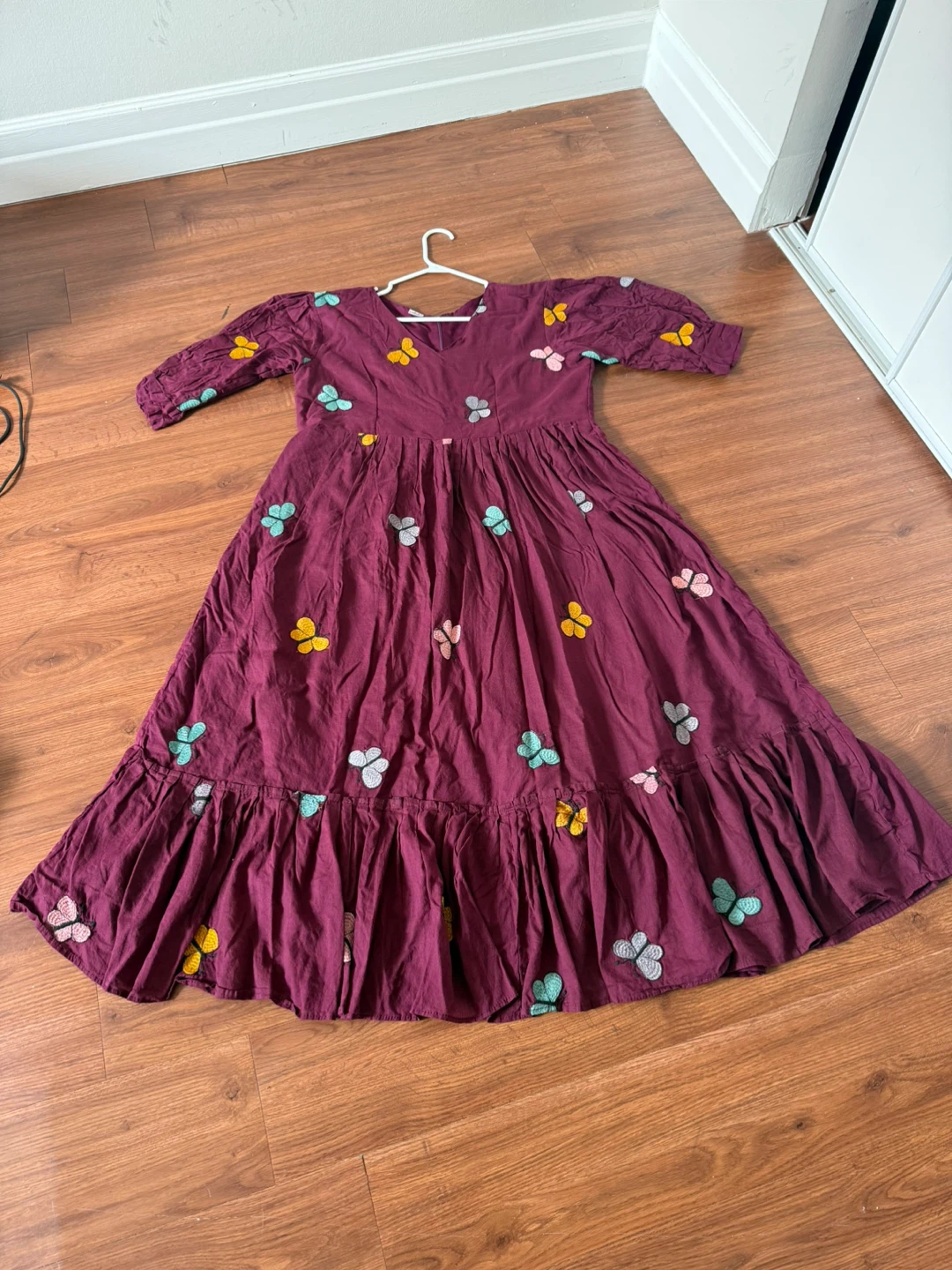 Maroon Butterfly Print Midi Dress - photo 3