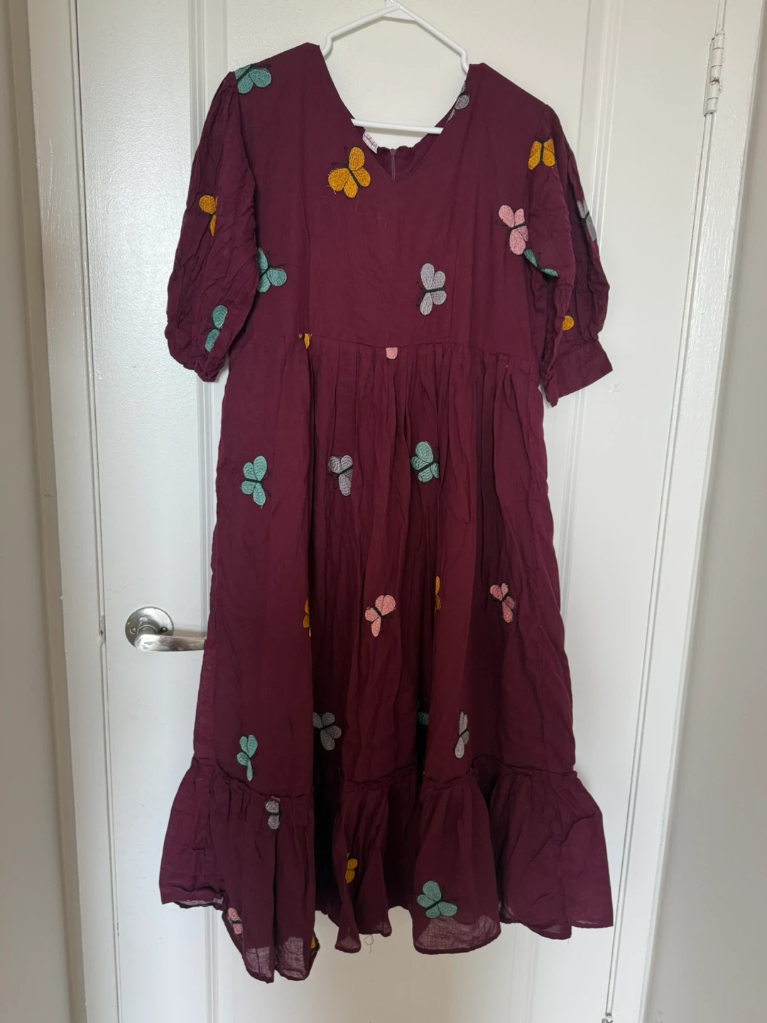 Maroon Butterfly Print Midi Dress - photo 5