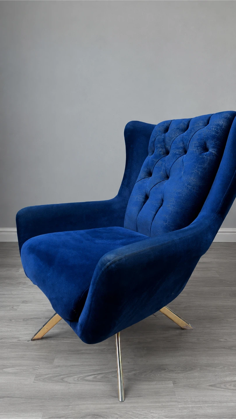 Blue Velvet Accent Chair
