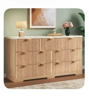 Wood Dresser with Marble Top and Gold Handles