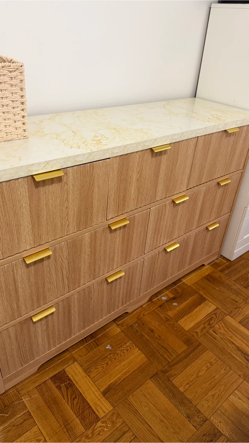 Wood Dresser with Marble Top and Gold Handles - photo 2