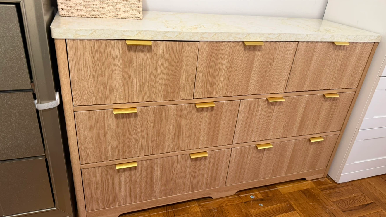 Wood Dresser with Marble Top and Gold Handles - photo 3