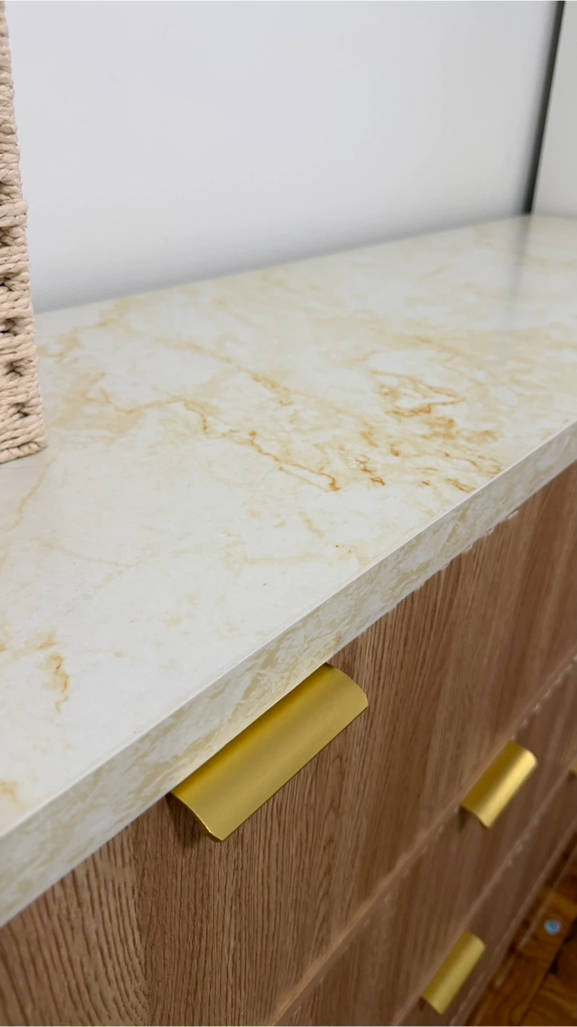 Wood Dresser with Marble Top and Gold Handles - photo 4