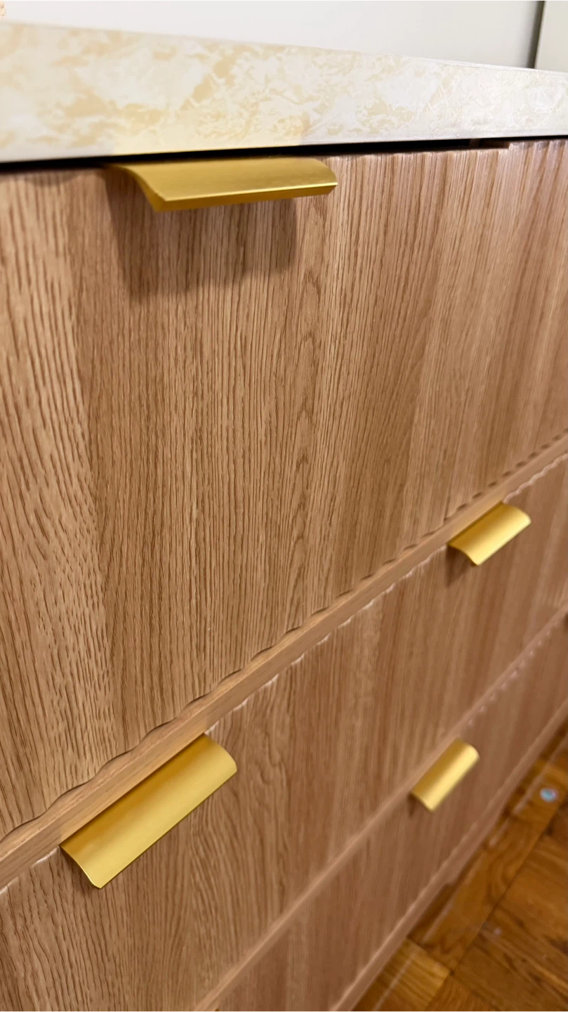 Wood Dresser with Marble Top and Gold Handles - photo 5