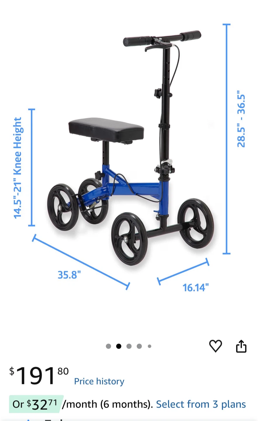 Blue 4-Wheel Knee Scooter Walker