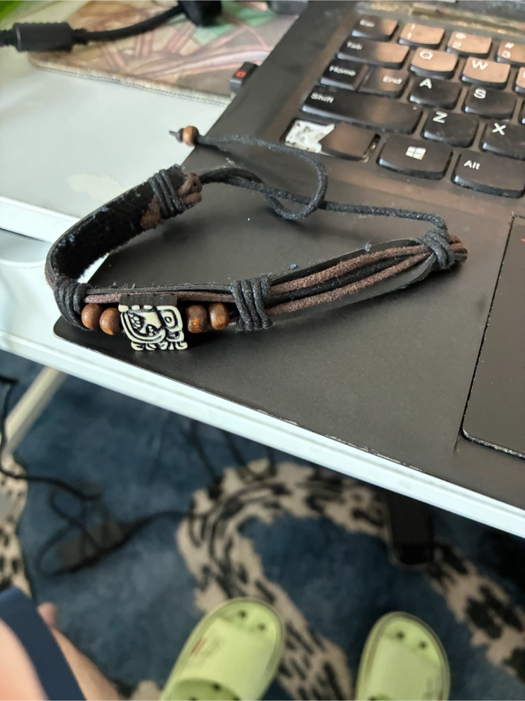 Leather Bracelet with Wooden Beads
