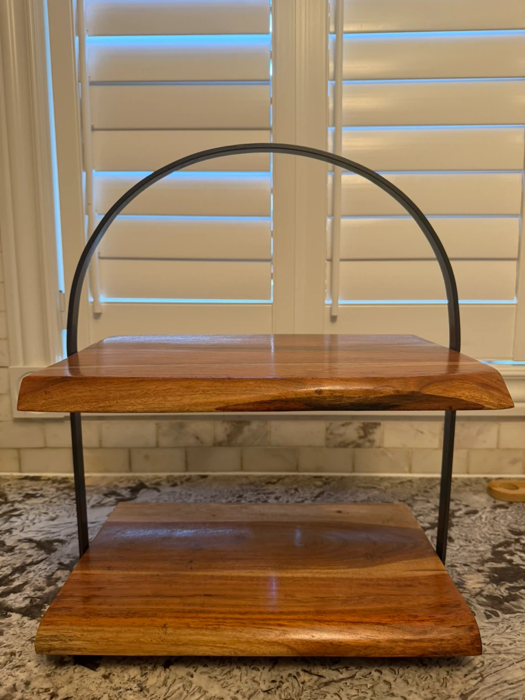 2-Tier Wood Serving Stand with Metal Handle - photo 2