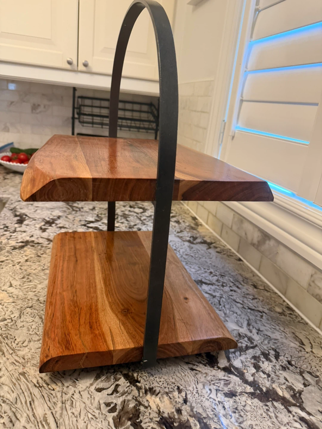 2-Tier Wood Serving Stand with Metal Handle - photo 3