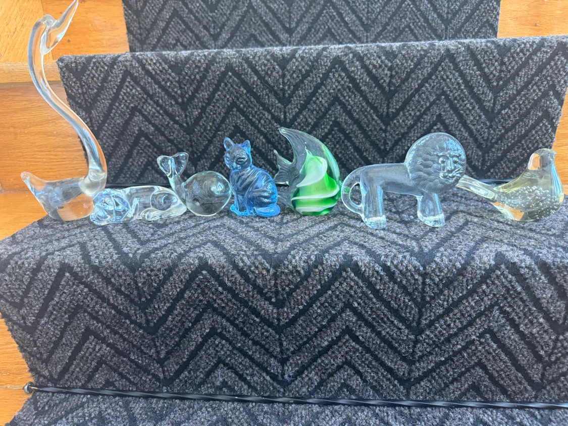 Set of 7 Glass Animal Figurines