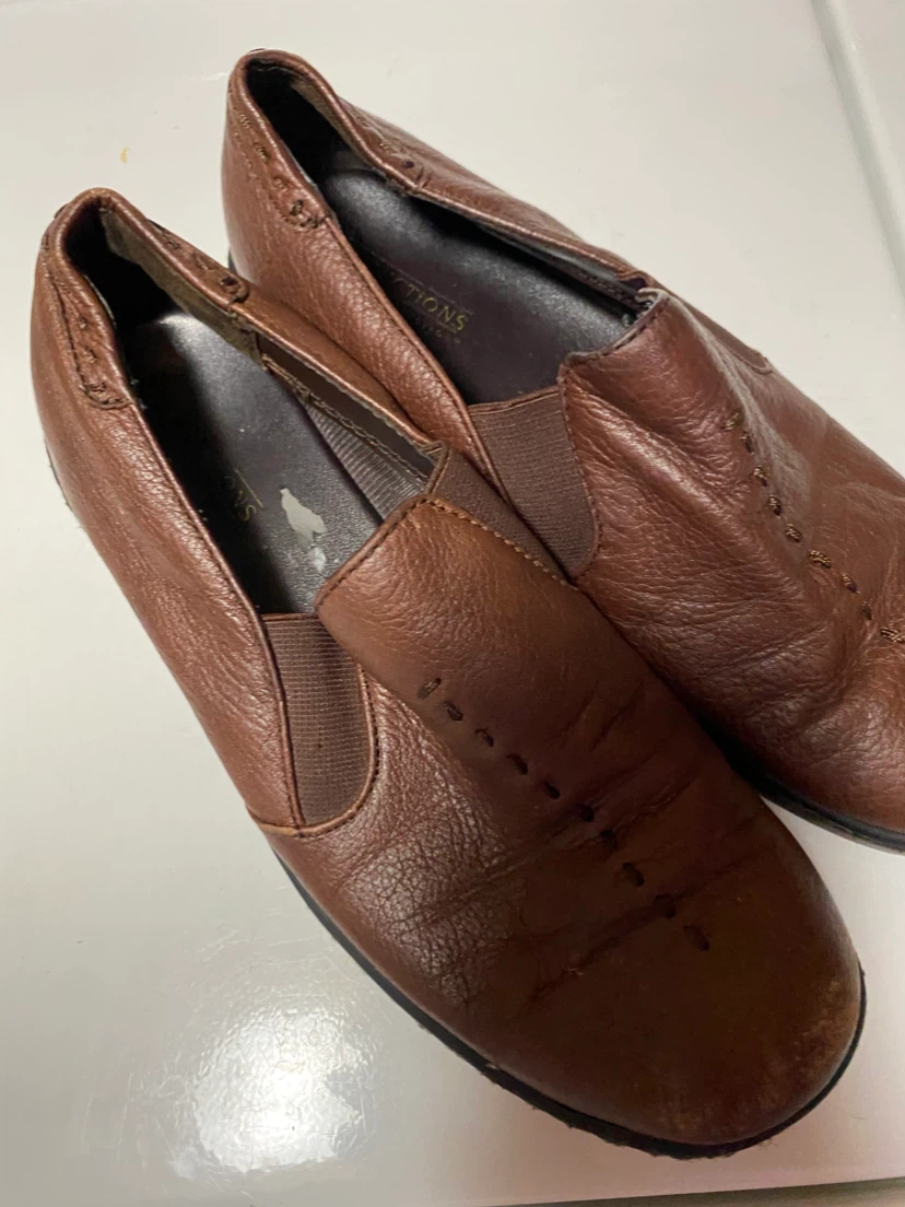 Brown Leather Slip-On Loafers
