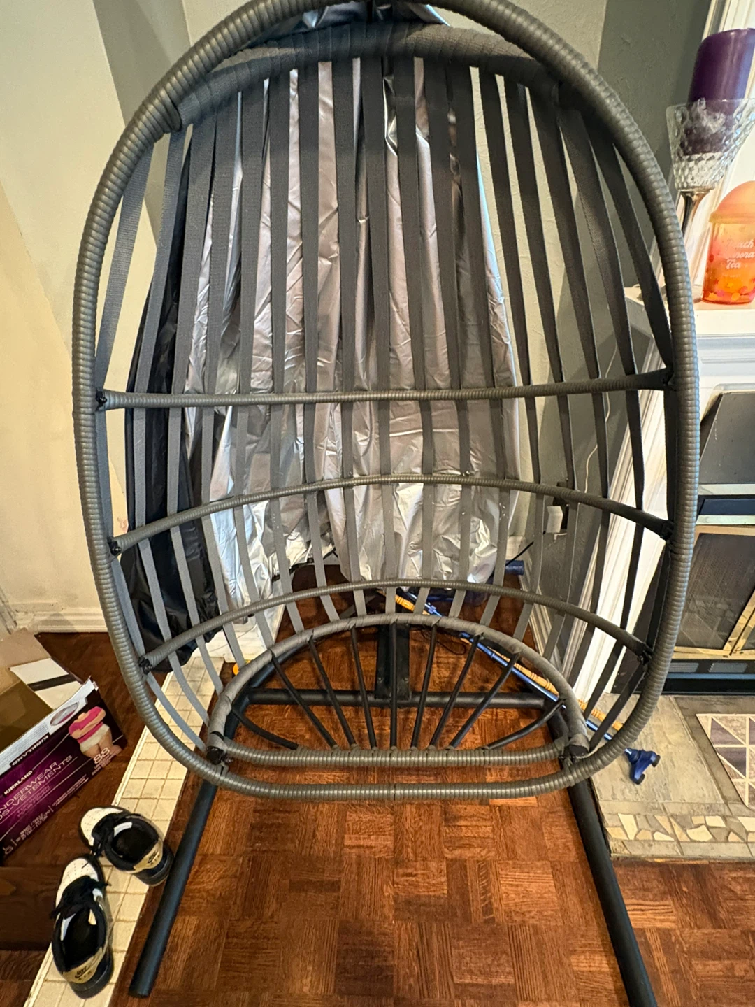 Hanging Egg Chair with Stand - Grey - photo 4
