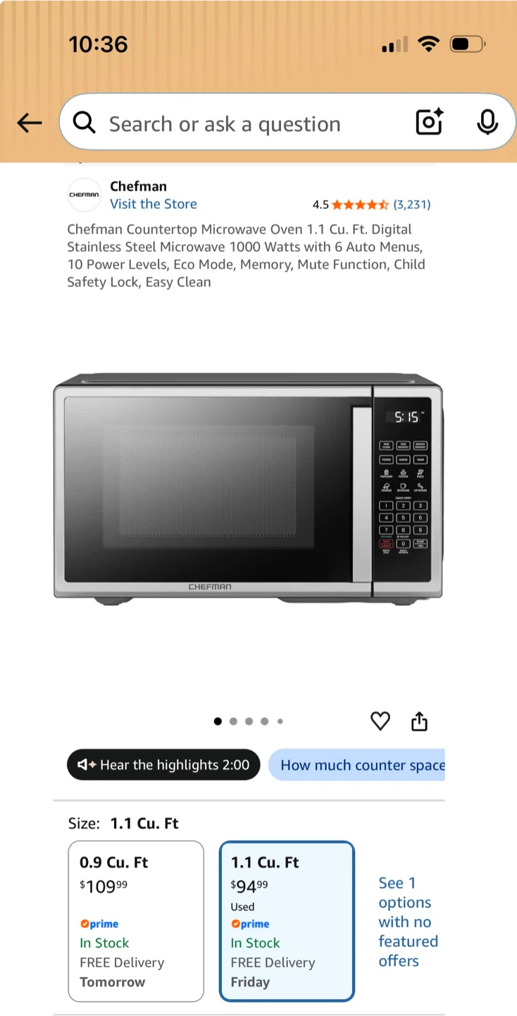 Chefman Countertop Microwave Oven 1.1 Cu. Ft. - photo 3