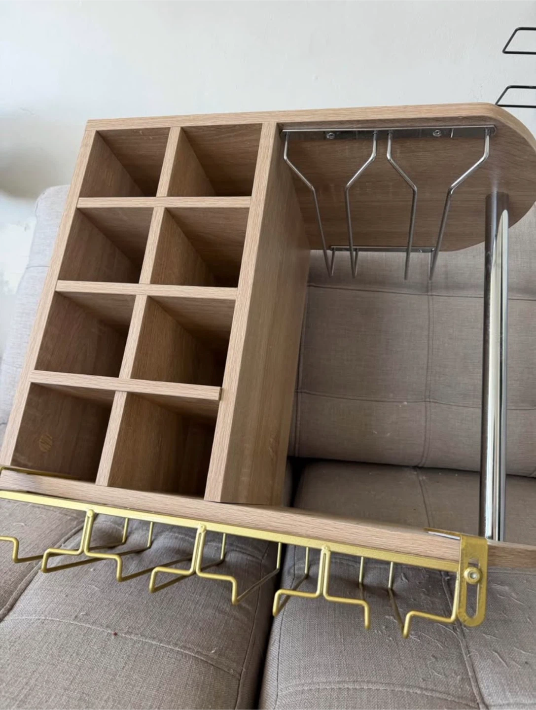 Wooden Wine Rack with Glass Holder